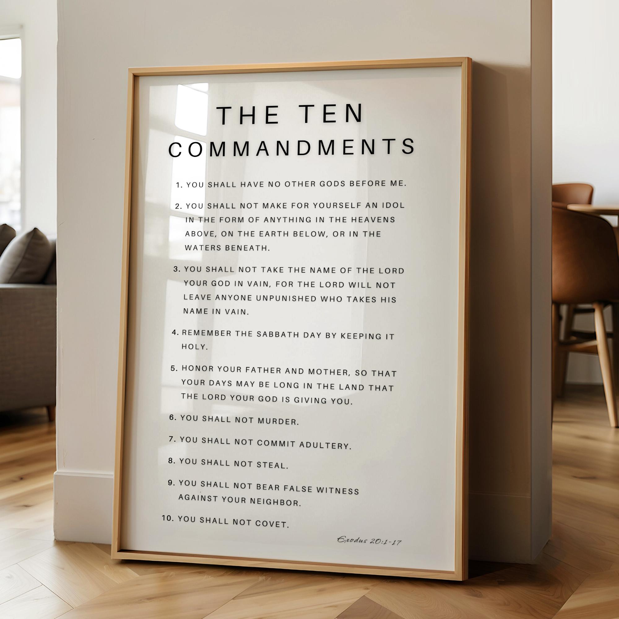 10 Commandments Text The Ten Commandments Print – Exodus 20:1-17, Printable, Bible Verse ...