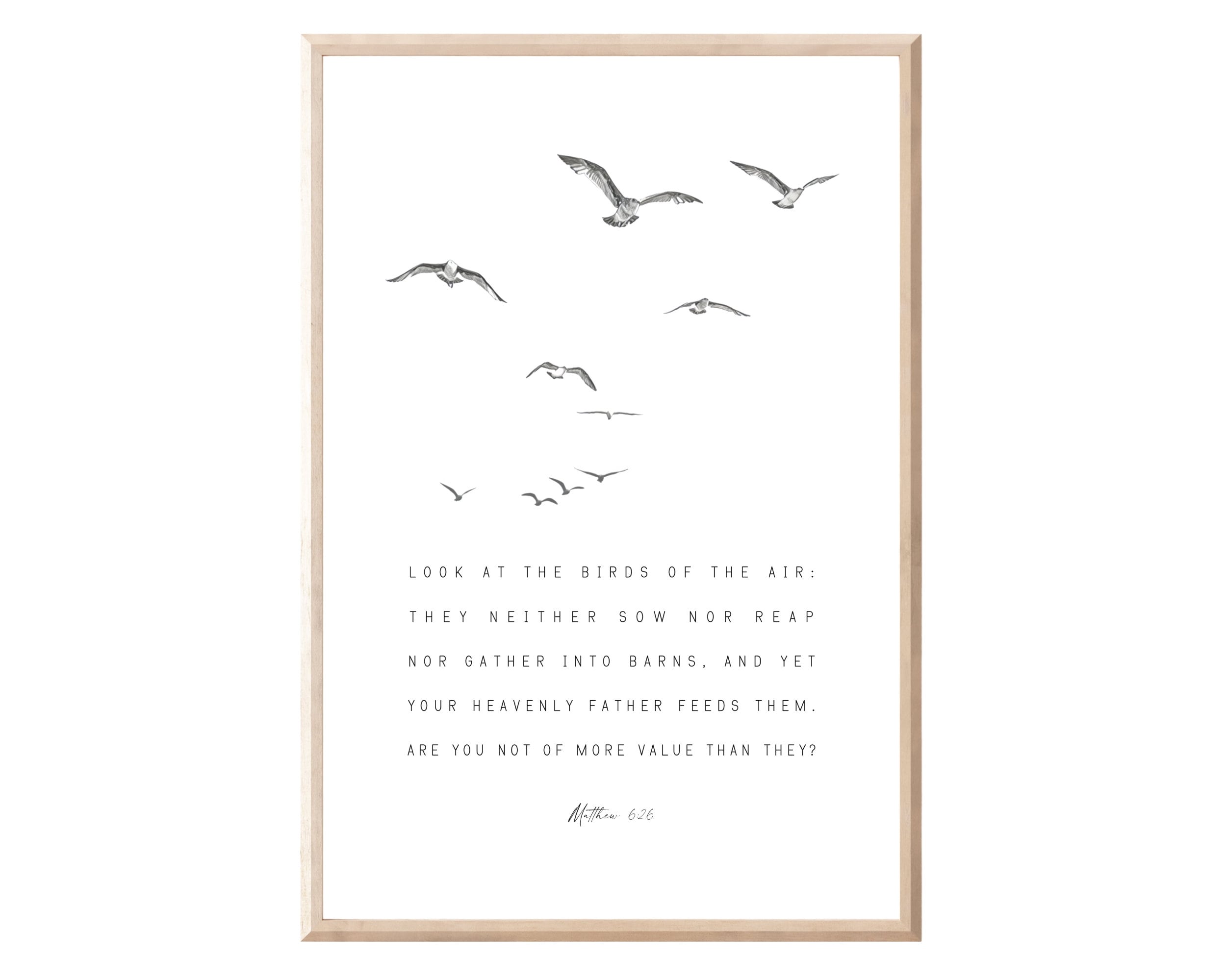 Matthew 6:26 Look at the Birds of the Air, Printable, Bible Verse Wall ...