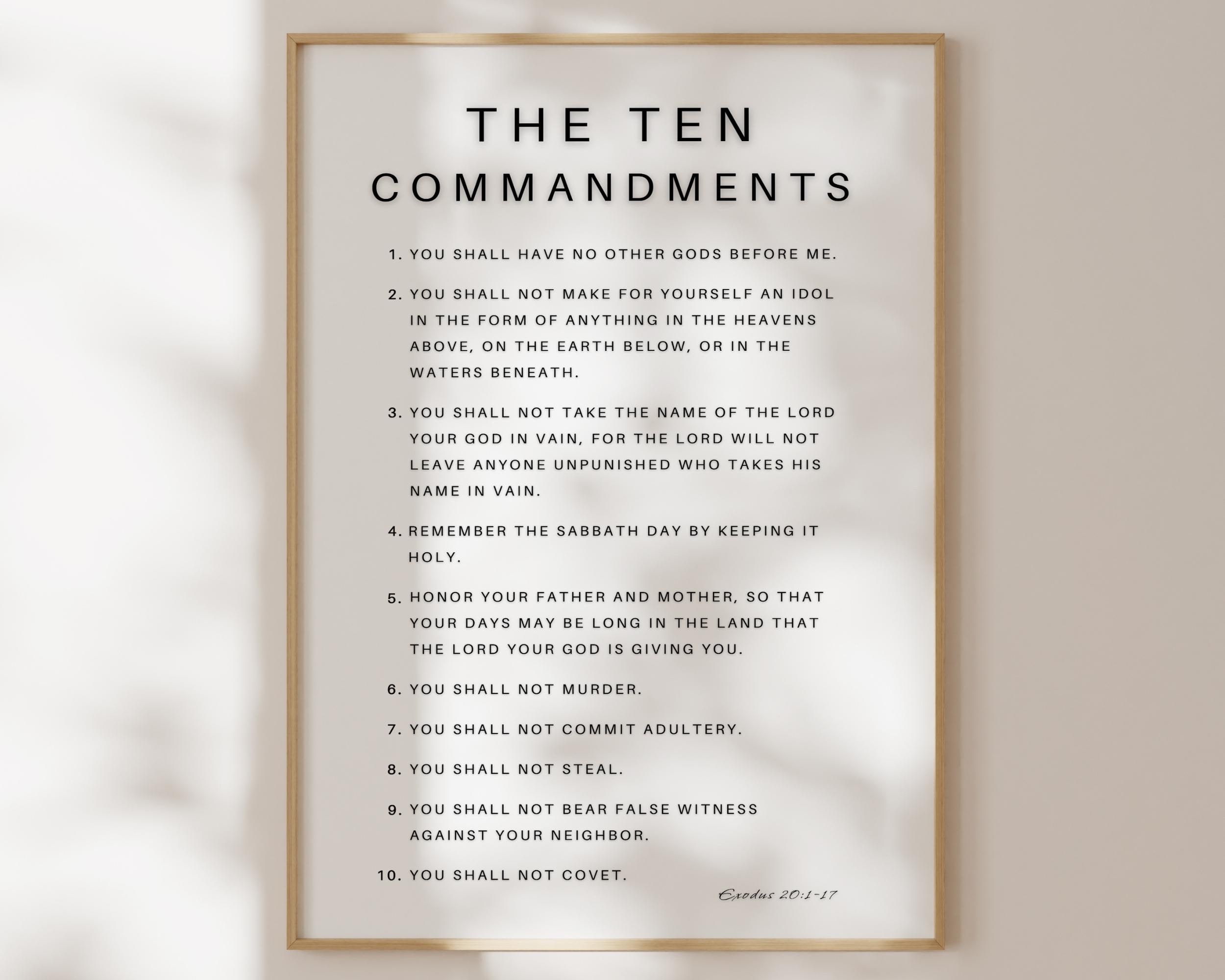 The Ten Commandments Print – Exodus 20:1-17, Printable, Bible Verse ...