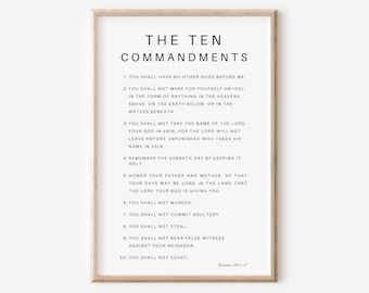 The Ten Commandments - Exodus 20:1-17, Printable, Christian Art, Digital Wall Art, Art Prints, Bible Verse Wall Art, Digital Prints, Faith