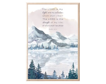Psalm 27:1 The Lord Is My Light and My Salvation, afdrukbaar, christelijke muurkunst, bijbelvers kunst aan de muur, christelijk interieur, digitale prints