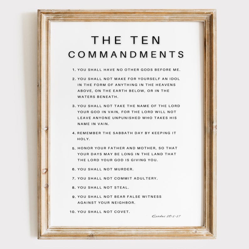 The Ten Commandments Print – Exodus 20:1-17, Printable, Bible Verse ...