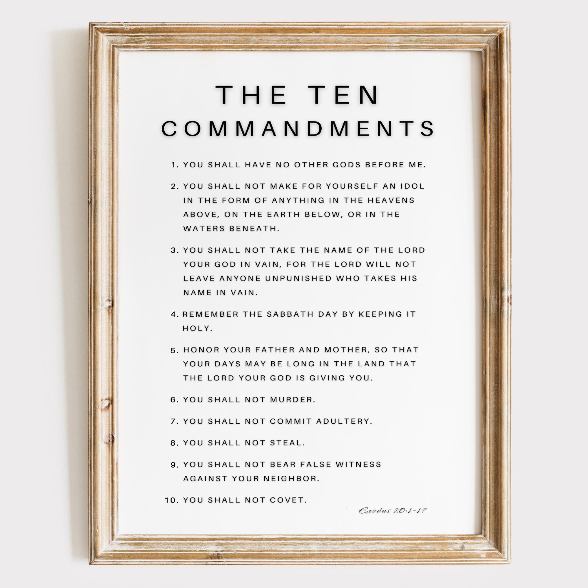 The Ten Commandments Print – Exodus 20:1-17, Printable, Bible Verse ...