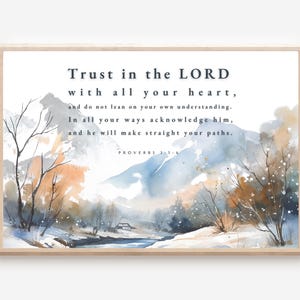 Proverbs 3:5-6 Trust in The Lord With All Your Heart, Printable, Wall Art, Digital Art, Christian Art, Digital Prints, Wall Decor, Prints