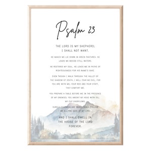 Psalm 23 The Lord Is My Shepherd, Printable, Bible Verse Wall Art, Modern Christian Art, Christian Wall Art, Digital Prints, Baptism Gift