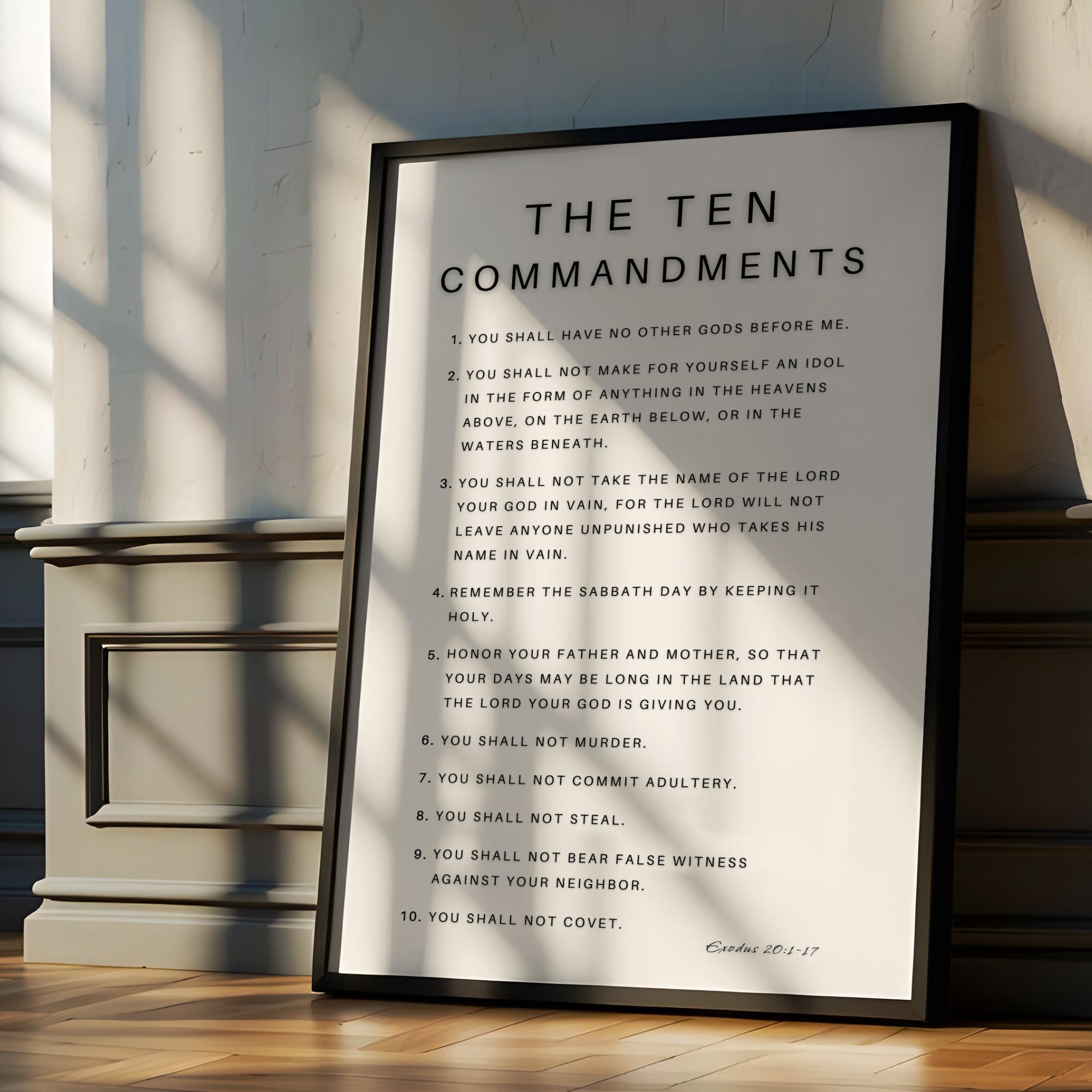 The Ten Commandments Print – Exodus 20:1-17, Printable, Bible Verse ...