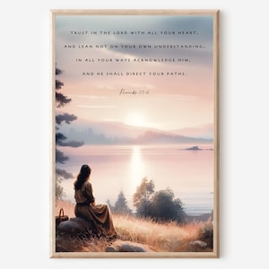 Proverbs 3:5-6 Trust in The Lord With All Your Heart, Printable, Wall Art, Digital Art, Christian Art, Digital Prints, Wall Decor, Prints