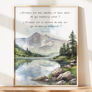 Psalm 27:1 The Lord Is My Light And My Salvation, French Version, Printable, Wall Art, Bible Verse Wall Art, Christian Art, Digital Prints