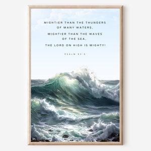 Psalm 93:4 Mightier Than The Waves of The Sea, Printable, Wall Art, Christian Art, Bible Verse Wall Art, Digital Prints, Wall Decor, Faith