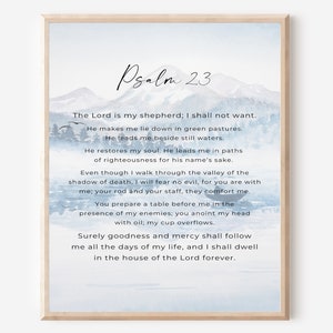 Psalm 23 The Lord is my shepherd, Printable, Bible Verse Wall Art, Christian Art, Farmhouse Decor, Scripture Wall Art, Digital Prints, Faith