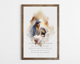 Isaiah 7:14 Christian Art Print, Faith Room Decor (Digital Download)