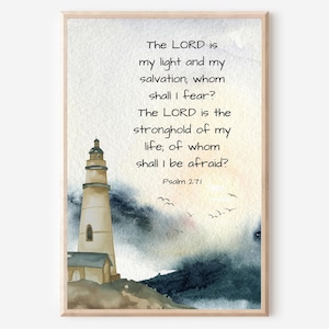Psalm 27:1 The Lord Is My Light And My Salvation, Printable Wall Art, Digital Download, Christian Art, Digital Wall Art, Baptism Gift, Faith