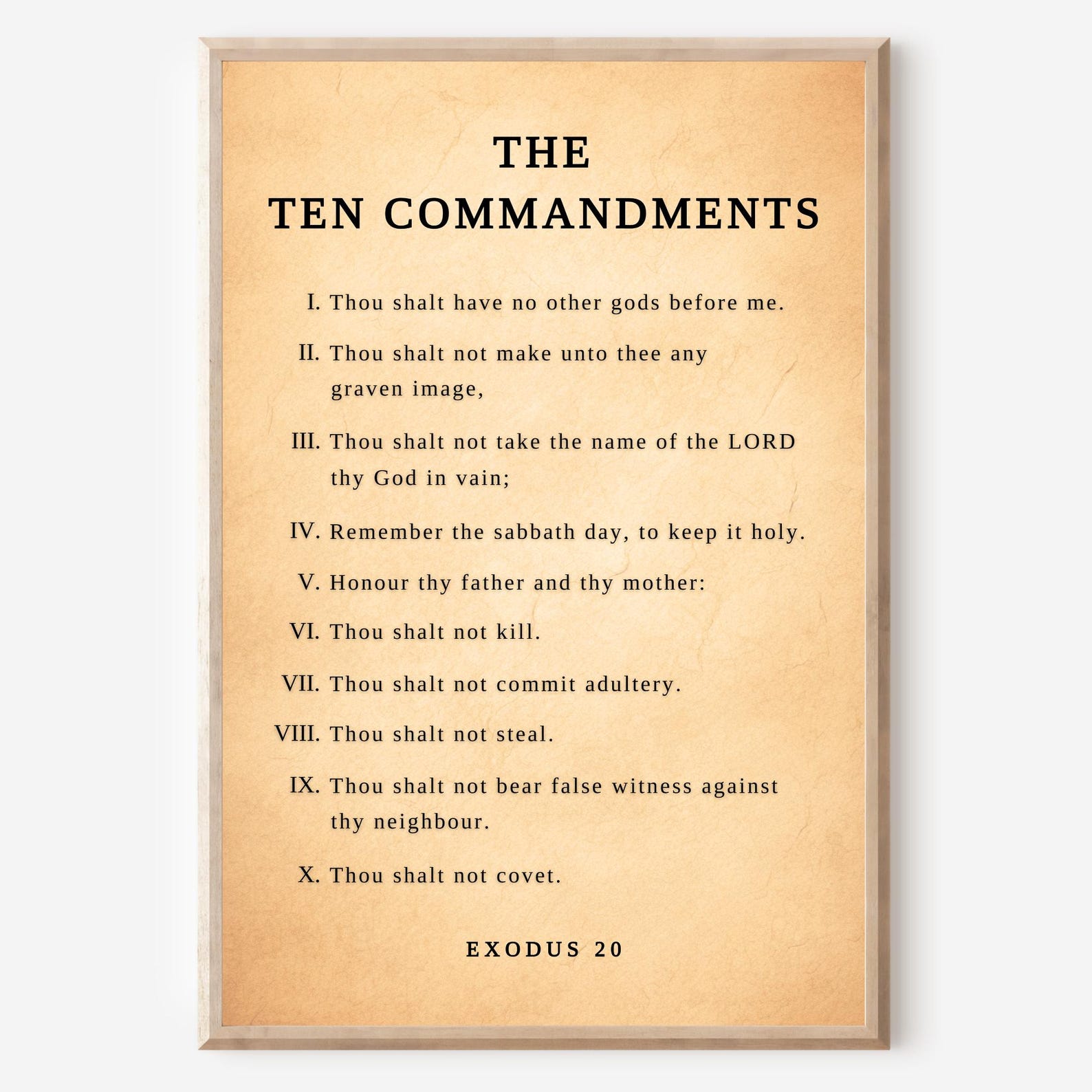 Ten Commandments Art Print: Exodus 20, Christian Wall Art (digital ...