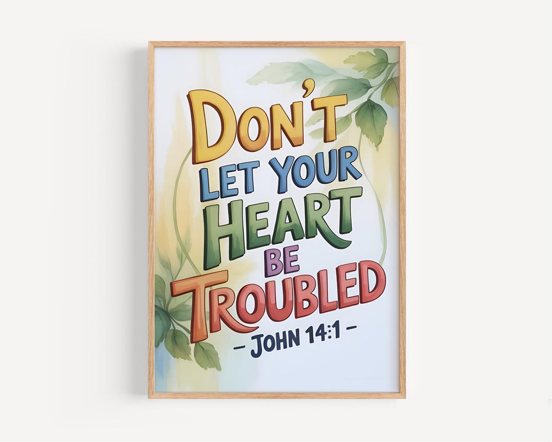 John 14:1 Bible Verse Art Print, Christian Home Decor (digital Download ...