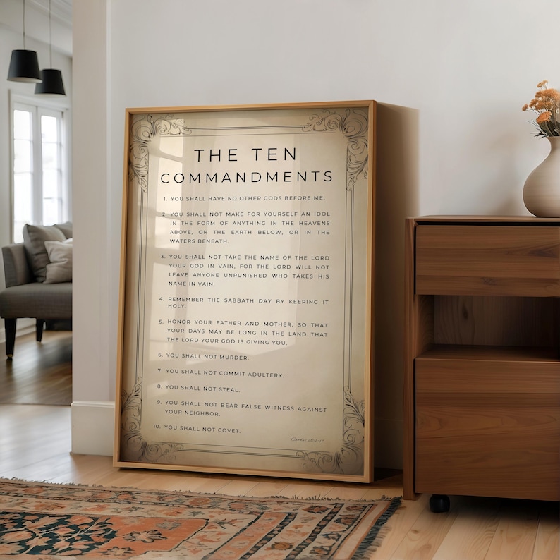 Ten Commandments Art Print – Exodus 20:1-17, Bible Verse (digital ...