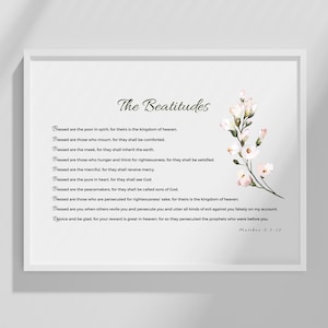 The Beatitudes, Matthew 5:3-12, Printable Christian Wall Art, Digital Prints, Bible Verse Wall Art, Digital Download, Farmhouse Decor