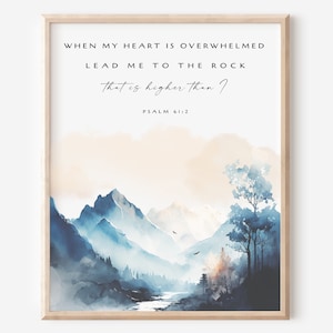 Psalm 61:2  Lead Me To The Rock, Bible Verse Wall Art, Printable, Wall Art, Digital Art, Farmhouse Decor, Christian Wall Art, Digital Prints
