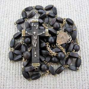 Seven-Decade Franciscan Crown Rosary with Wood Beads, from France