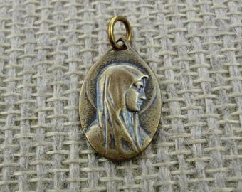 Antique French Religious Medal // Our Lady of Lourdes //repousse Roses ...