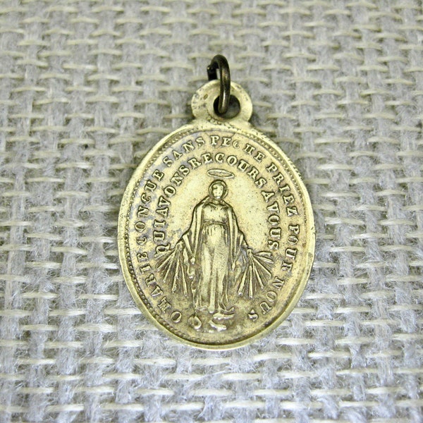 Antique Saint Francis and Miraculous Mary Medal