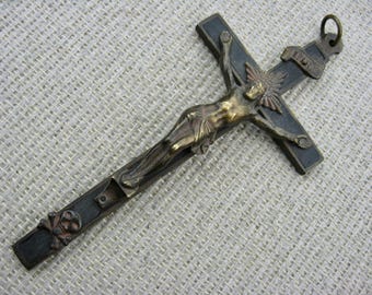 Inlaid Crucifix with Skull and Crossbones