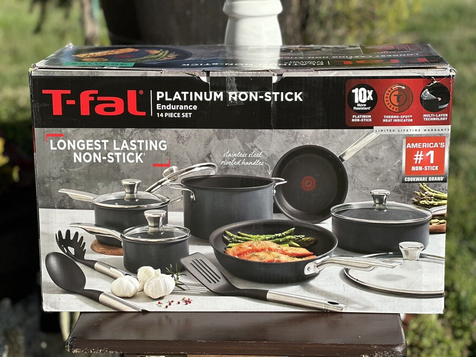 T-fal Platinum Endurance Stainless Steel 14pc Cookware set with Non-Stick  Frypan