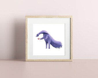 The anteater who wanted coffee. Wall art. Art Print.