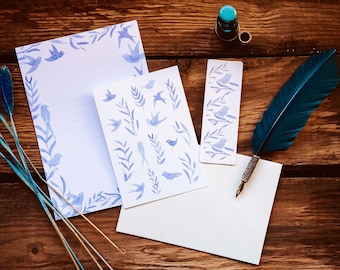 Letter writing set - Watercolor Leaves and Flowers