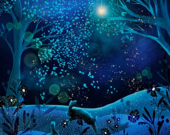 Star Bright / A6 Grußkarten und Postkarten / himmlische Illustration / für jeden Anlass / handgemacht / umweltfreundlich / FSC