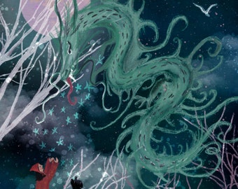 Lunar Dragon Postcard: Chinese New Year Art Print (A6 Size)