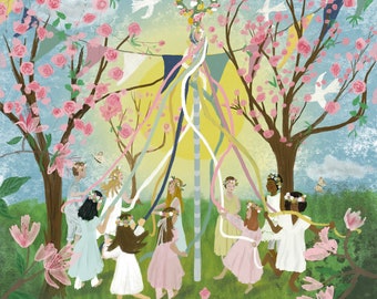 The Merrymaker Dance / Beltane / handgefertigte Luxus Grußkarte / innen leer / für jeden Anlass geeignet