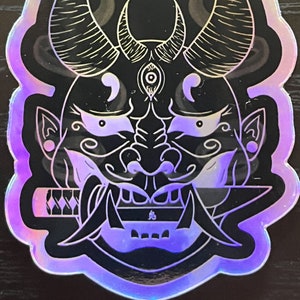 Holo Oni Mask Sticker | Holo Oni Demon Sticker