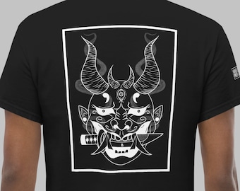 Embroidered Oni Mask Tee w/ Back Design