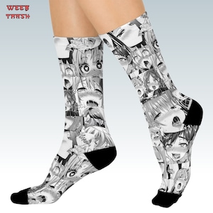 Ahegao Anime Pattern Crew Calcetines