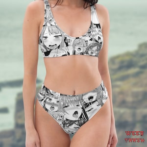 Ahegao Anime Recycled high-waisted bikini