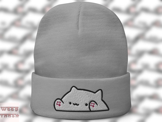 Bongo Cat Embroidered Beanie Cat Meme 