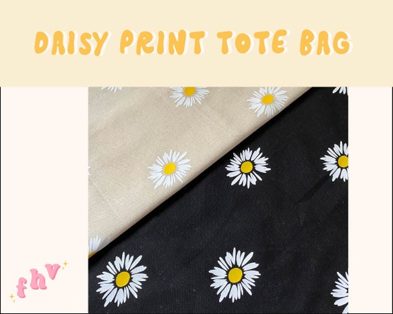 Daisy Print Tote Bag - Cute Gift For Best Friend, Minimalist Gift Idea, Work Uni School Bag, Eco-friendly Gift Idea for Girls