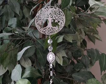 Suncatcher / Tree of Life / Boho Home Decoration / Yggdrasil Wall Hanging / Witchy Window Decor / Magical Celestial Crystal Suncatcher