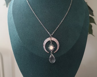 Colar Deusa da Lua / Colar com Pingente Celestial Encantador / Colar Lua e Estrelas / Colar Pagão / Presente de Bruxa para Ela