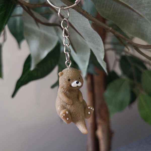 Porte-clé loutre / cadeau bébé loutre kawaii / porte-clés animal mignon / cadeau pour amoureux de la loutre de mer / breloque de sac loutre / breloque porte-clés mignon inspiré de la nature