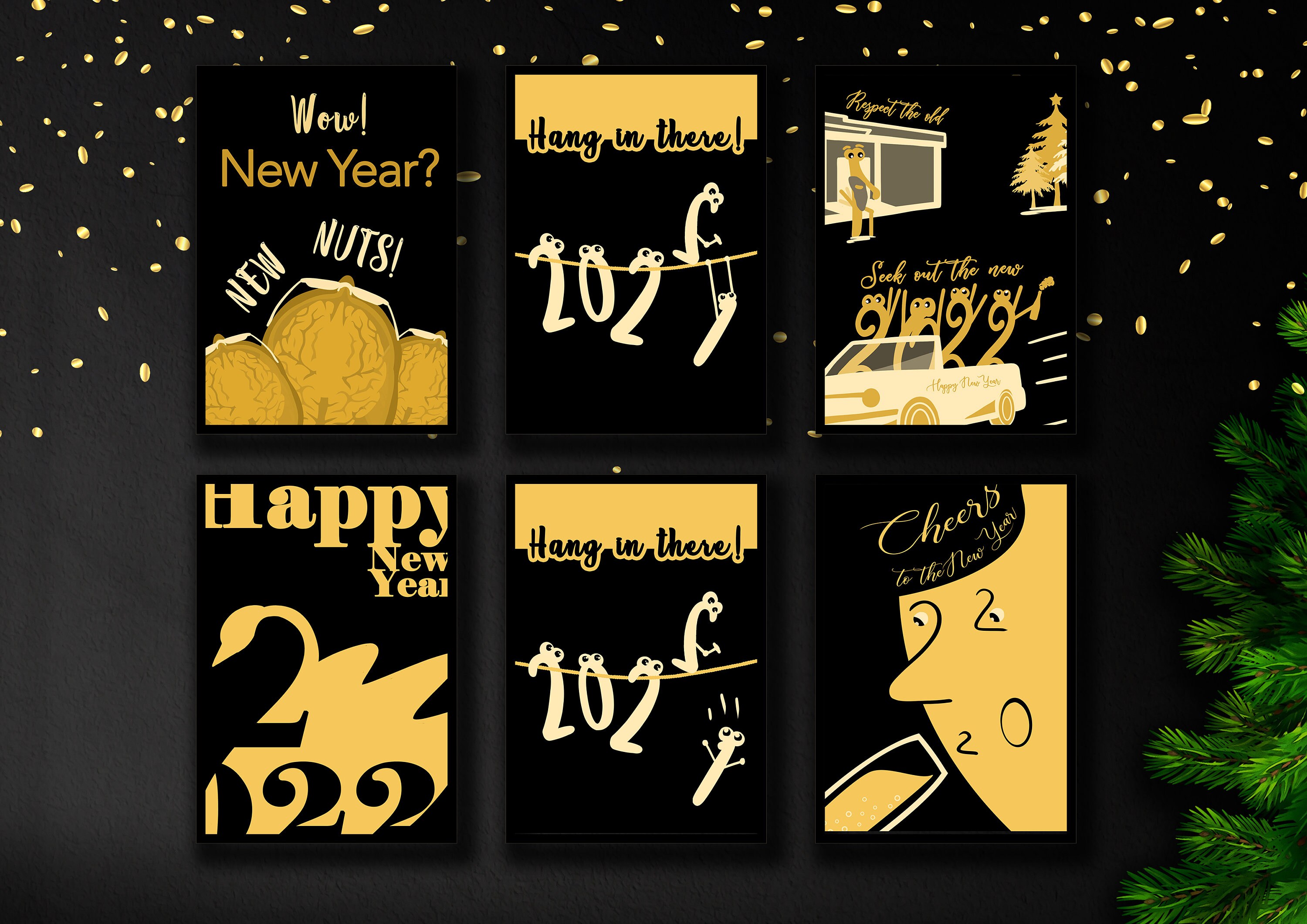 New Years Card 2022 6 Printable Happy New Year | Etsy UK