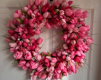 Spring Wreath Easter Wreath Front Door Wreath Tulip Wreath Altar Wreath Church Doors Gravesite Wreath