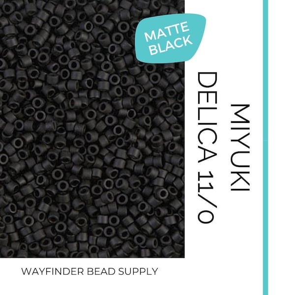 MATTE BLACK 11/0 Delica | Miyuki Delica Beads | Miyuki Beads | 11/0 Delica | Black Beads | Black Delica Beads | DB310