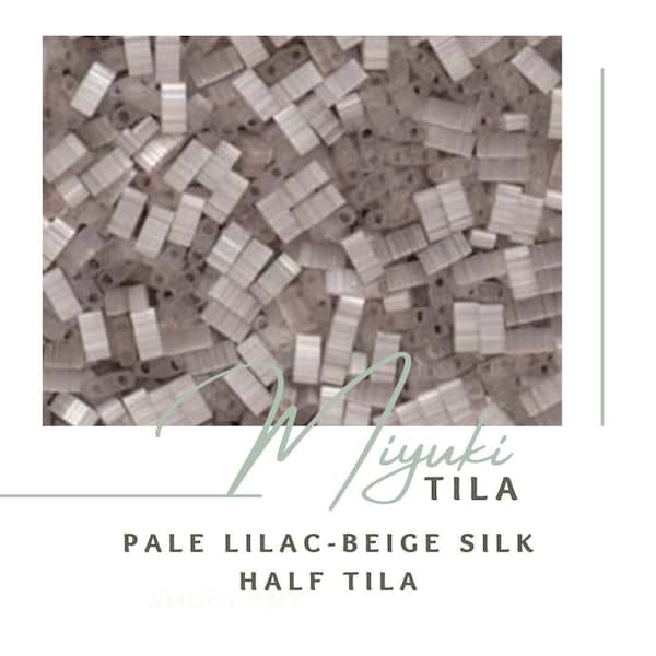 PALE LILAC-BEIGE Silk Half Tila | Miyuki Tila Beads | 2558 | Half Tila | Anklets & Bracelets Beads | Seed | Tile | Glass | HTL2558