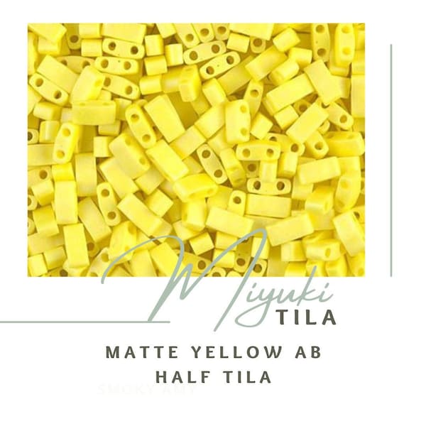 MATTE YELLOW AB Half Tila | Miyuki Tila Beads | Jewelry Beads | Tile Bead | HTL404FR