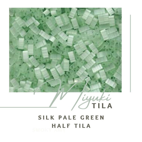 SILK PALE GREEN Half Tila | Miyuki Tila Beads | Mint Green Tila | 2559 | Half Tila | Bracelet Beads | Seed | Tile | Glass | HTL2559