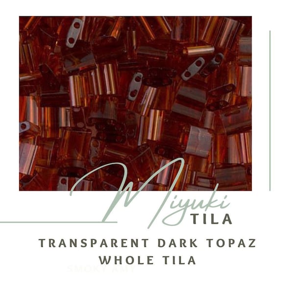 TRANSPARENT DARK TOPAZ Whole Tila | Miyuki Tila Beads | Bracelet Beads | Seed | Square Tile Beads | TL134