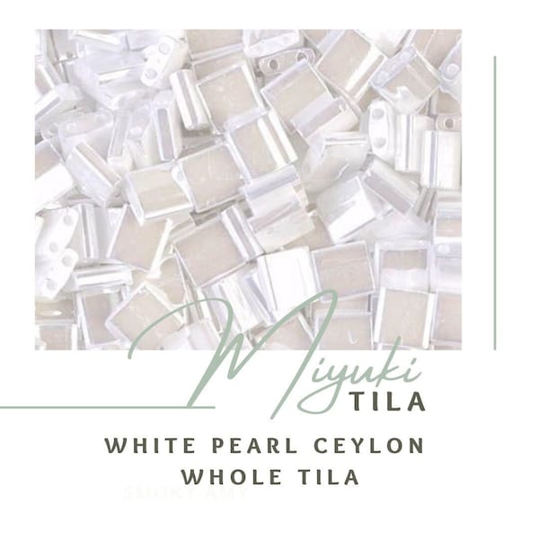 WHITE PEARL CEYLON Whole Tila | Miyuki Tila Beads | Bracelet Beads | Seed Beads | Tile | TL420