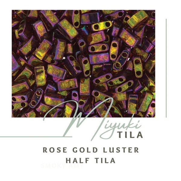 ROSE GOLD LUSTER Half Tila | Miyuki Tila Beads | 301 | Half Tila| Bracelet Beads | Seed | Tile | HTL301