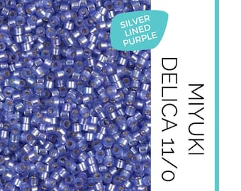 Miyuki 11/0 Delica - DB694 - Dyed Semi-matte Silver Lined Purple